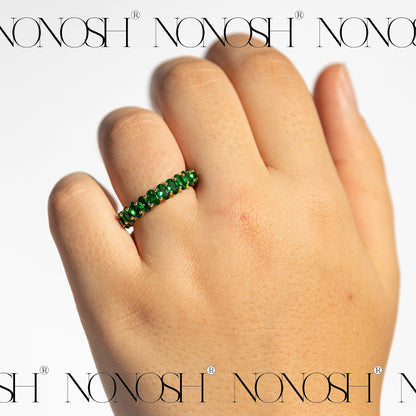 18k vergoldeter Grüner Ring Rana Verstellbar - NONOSH