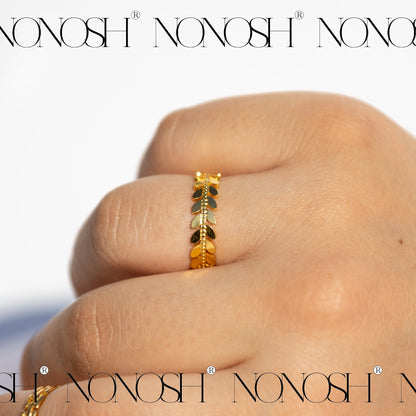 18k vergoldeter Ring Blattform Verstellbar - NONOSH