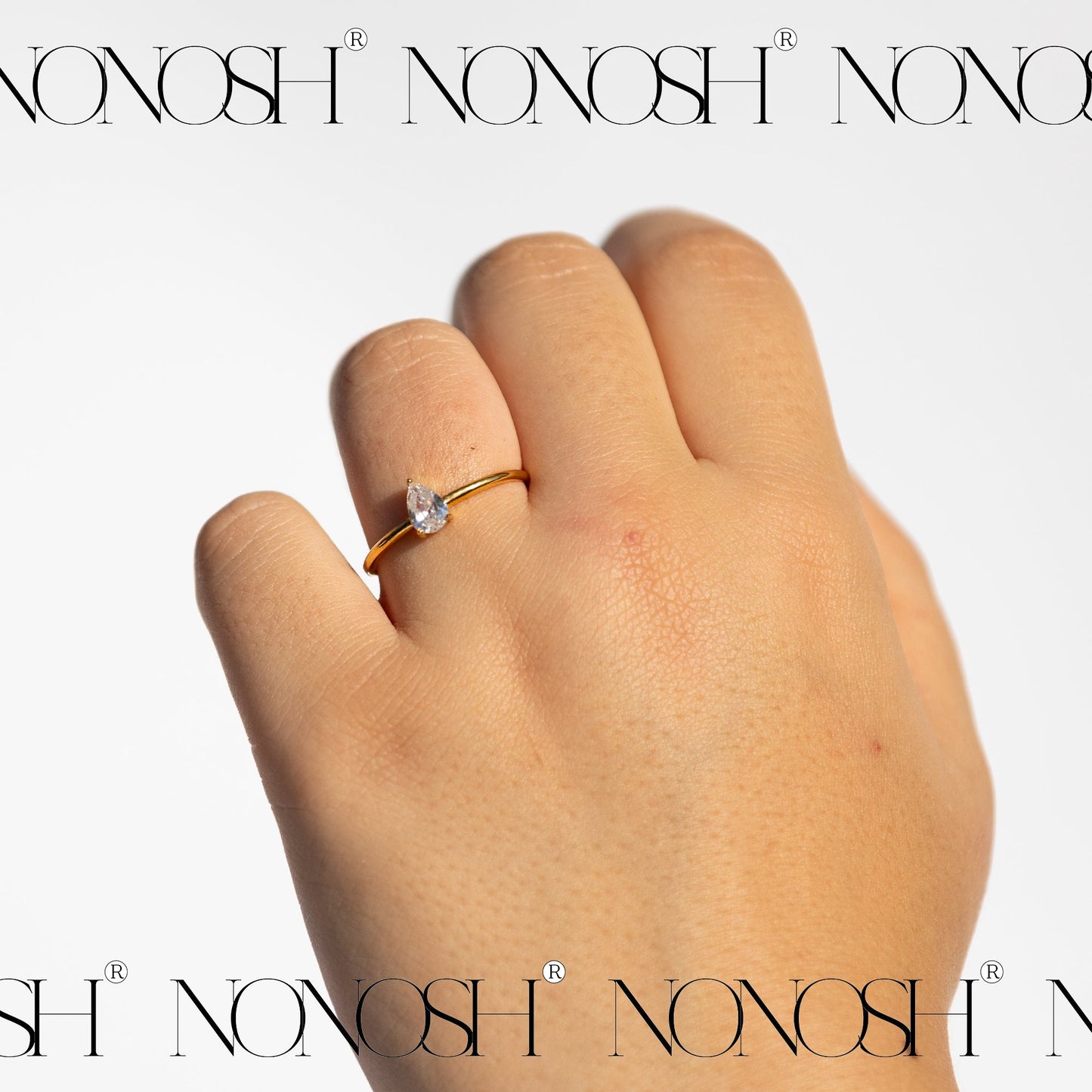 Weißer CZ Ring Gold Verstellbar - NONOSH